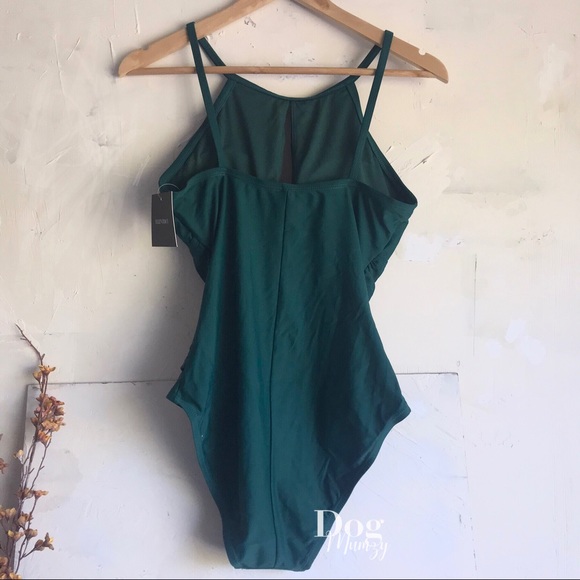 Ellen Tracy Swimsuit One Piece Halter Pine Swimsuit - Picture 2 of 3
